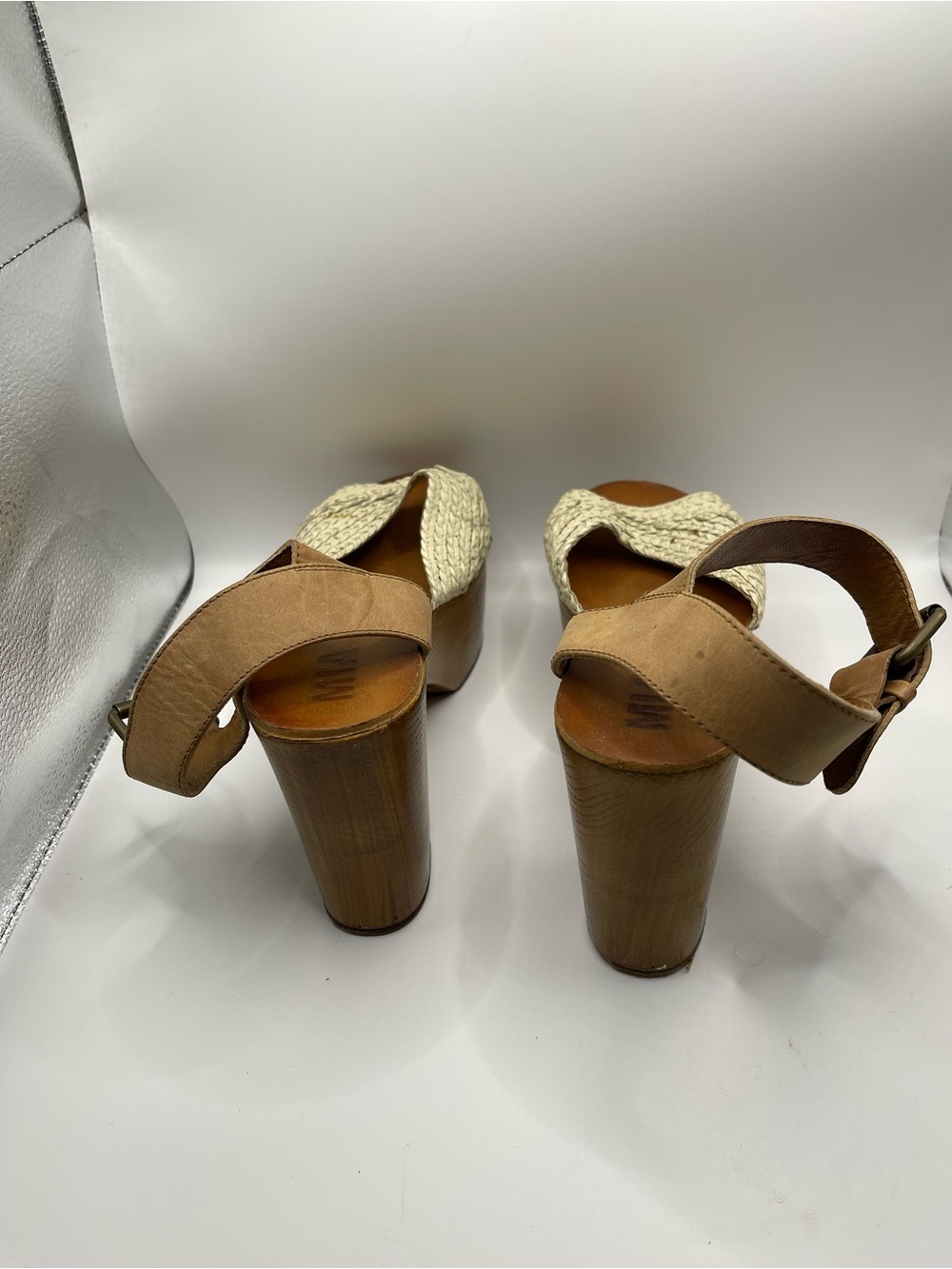 MIA Tan and Cream Woven Wedge Sandals - Picture 6 of 8